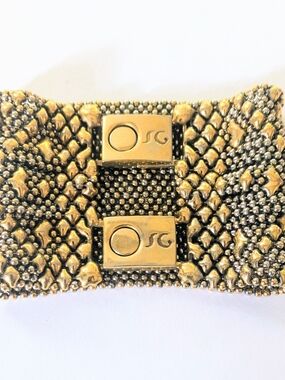 SOLD! Gutierrez Two Tone Liquid Metal Wide Double Clasp Bracelet
